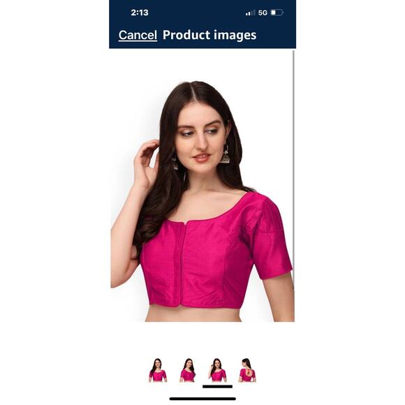 Chandrakala Womens Size 42 Cropped Pink - Eyelet And Hooks - Tie In Back - Picture 16 of 16